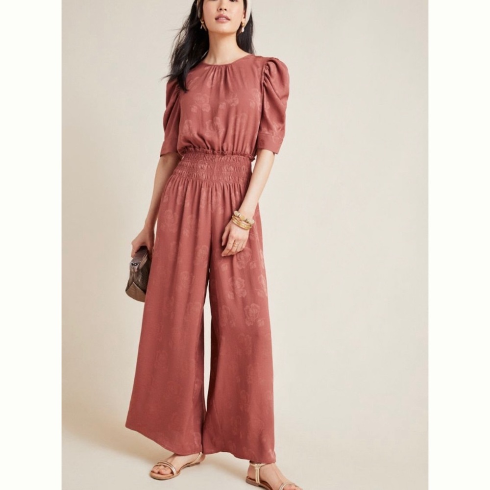 Anthropologie Dusty Rose Wide-Leg Jumpsuit